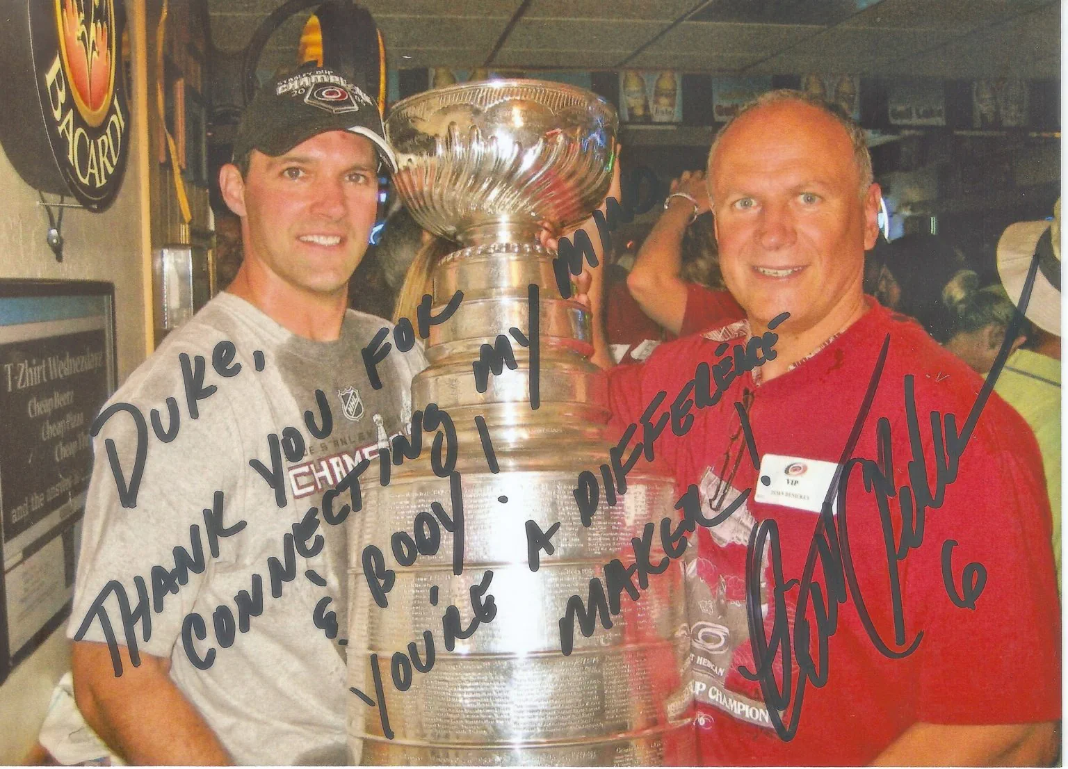 Bret Hedican with Dusan Benicky and the Stanley Cup